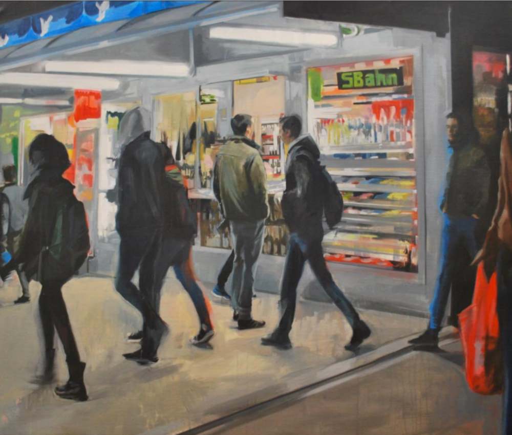 Back to Berlin. Mixta/lienzo. 120 x 140 cm LAURA NIETO | LUISA PITA | MUJERES MIRANDO MUJERES