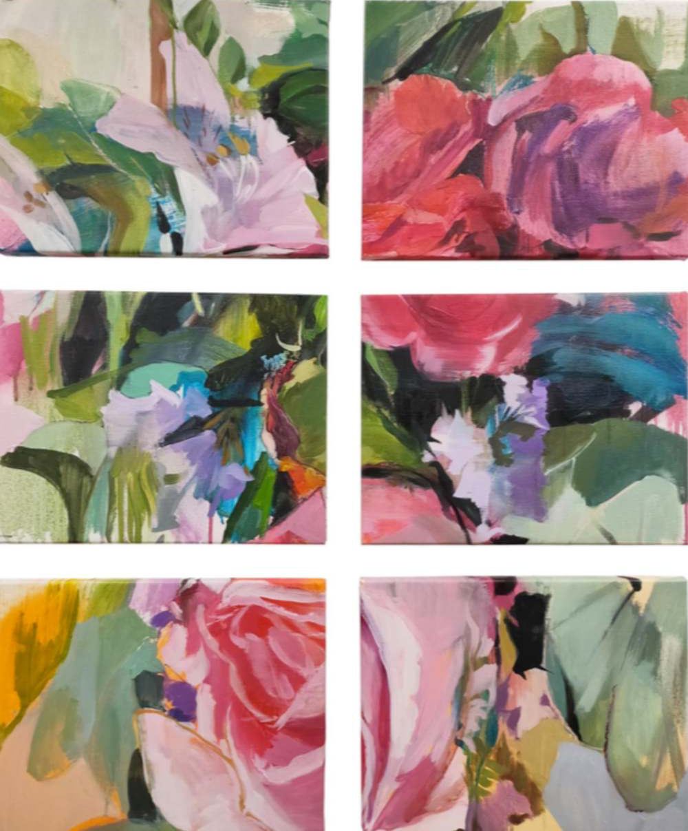 Octubre. Óleo/lienzo. 6 ud. 27 x 35 cm LAURA NIETO | LUISA PITA | MUJERES MIRANDO MUJERES
