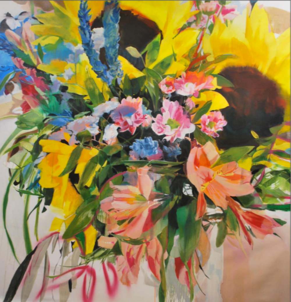 Septiembre - Girasoles. Mixta/lienzo. 194 x 200 cm LAURA NIETO | LUISA PITA | MUJERES MIRANDO MUJERES