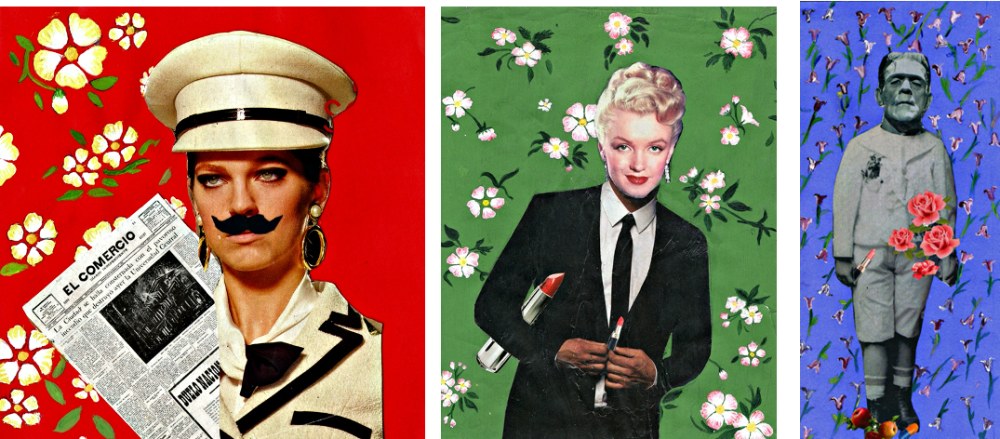 IMTRANS. Collage y acrílico. 20x25 cm cada uno. 2015. Camila Borja. PAMELA PAZMIÑO VERNAZA. LO PERSONAL ES POLÍTICO | VIII MUJERES MIRANDO MUJERES